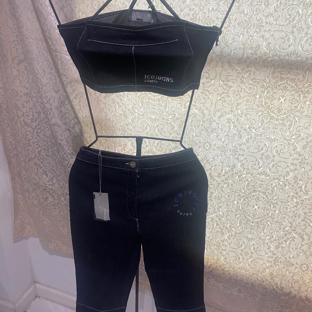 Ladies Iceberg Denim Tube&Capri Set